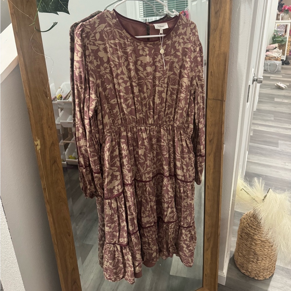NEW Bohme Arabella Floral Tiered Long Sleeve Midi Dress - Picture 3 of 5